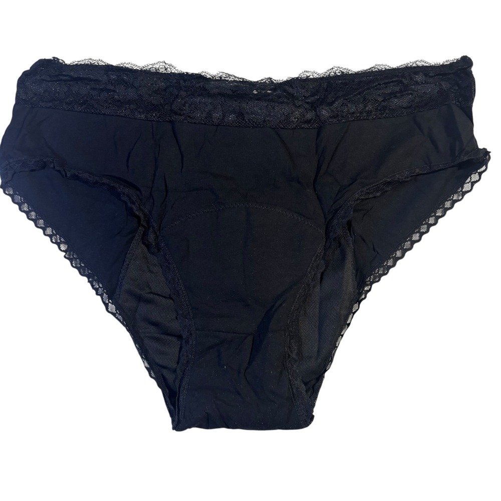 Mool Lena Period Underwear Black Lace Trim Organic Cotton Briefs Size 3X NEW